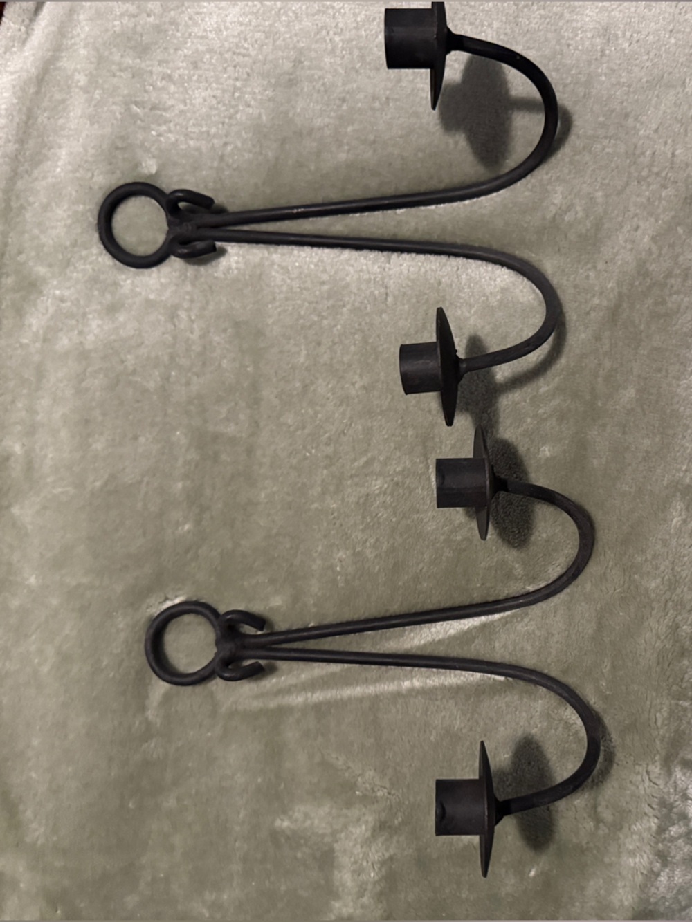 Black Double-Arm Iron Wall Candle Sconce - Unbranded
